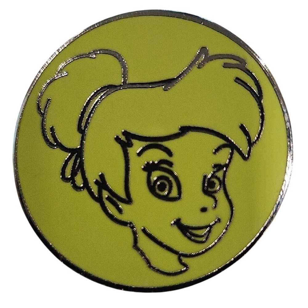 Disney Pin TINKER BELL Peter Pan Fairy‎ Tink Green Round Clochette  00009